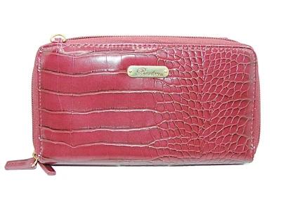Cartera Buxton Borgoña Doble Cremallera Compartimentos Diseño Cocodrilo Cartera Ranuras para Tarjetas de Identificación Foto 1 de 4