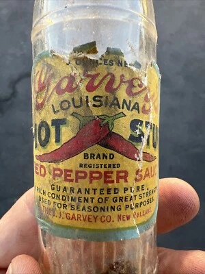 Vintage 1930’s Garvey’s Louisiana Hot Sauce Bottle Red Pepper New Orleans - Image 1 of 4