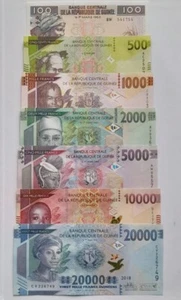 Banconote Guinea set di 7 pezzi. 100, 500, 1000, 2000, 5000, 10000, 20000 franchi UNC - Foto 1 di 2