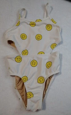 Traje de baño de una pieza Emoji Smiles Happy Face azul marino antiguo para niñas talla XS 5 Foto 1 de 4