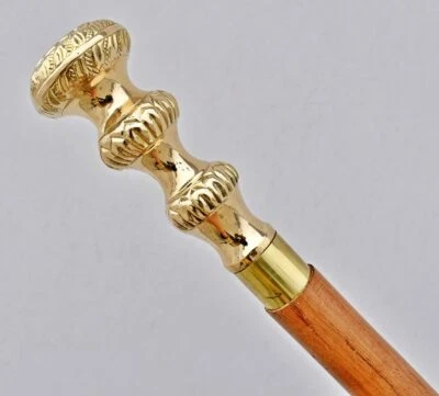Bastón victoriano steampunk de madera marrón bastón tallado elefante estilo latón  Foto 1 de 4