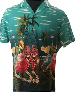 Camisa hawaiana RJC para hombre grande L cócteles azul algodón - Imagen 1 de 9