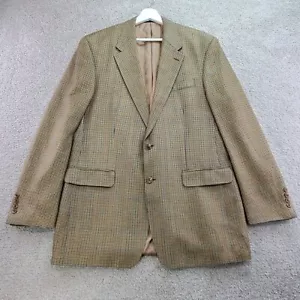 Chaps Blazer Jacket Men's 42 Brown Green Blue Houndstooth Silk Vintage Classic - Picture 1 of 17