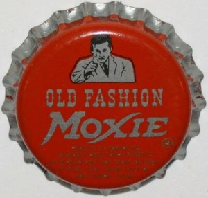 Vintage soda pop bottle cap MOXIE Seven Up Norwich Conn man pointing cork lined - Picture 1 of 2
