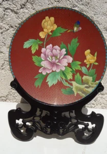 Bronze plate in cloisonné enamels 21 cm China Art Asia - Picture 1 of 12