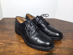 J Crew Ludlow Shoes Men's 10.5 Black Leather Derby Oxfords Dress Cap Toe Italy - Picture 1 of 11