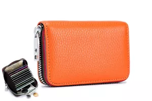 Tapón RFID para hombres Cartera de cuero Soporte de tarjeta de crédito Zipper Card Case Pouch US - Imagen 1 de 6