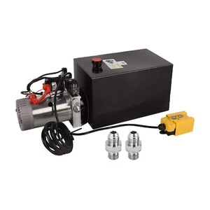 15 Quart Hydraulic Pump Double Acting DC 12V Power Unit Dump Trailer Car Lifting - Picture 1 of 7