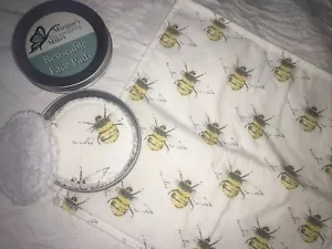 Bumble bee cotton flannel with bumble bee reusable face pads . New. - Picture 1 of 4
