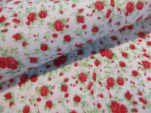 Lippenstift rot Mini Rose Stepptasche Baumwollstoff BTY winzige Blumen - Bild 1 von 5