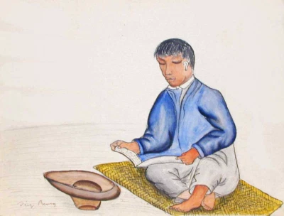 BAJA DE PRECIO México Acuarela DIEGO RIVERA 'León Venado', 9.5" x 11" Foto 1 de 4