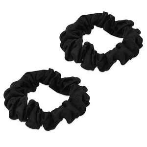 Set de 2 coleteros de seda natural scrunchies de tela para el cabello en negro - Imagen 1 de 7