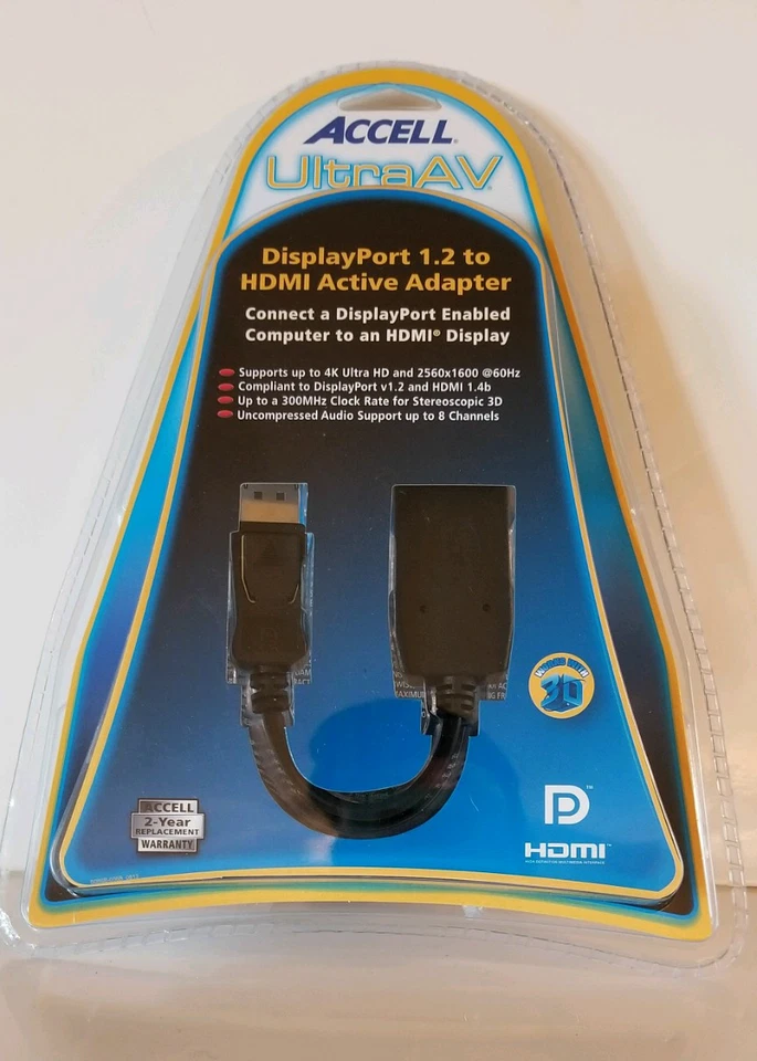 ACCELL B086B-006B UltraAV® M DP DisplayPort to Female HDMI Active Adapter Black - Image 1 of 2