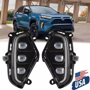 L+R LED Fog light For Toyota RAV4 2019-2024 Daytime Running light w/Turn Signal - Picture 1 of 16