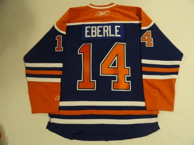 JORDAN EBERLE SIGNED EDMONTON OILERS HOME JERSEY PROOF LICENSED JSA COA - Image 1 of 2