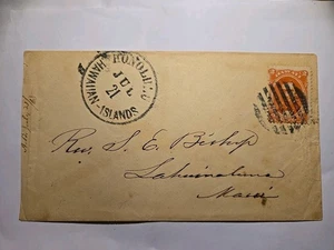 1868 USA Hawaii Inseln Honolulu Post Brief Brief Brief nach Maui Lahaina Rev. Bischof - Bild 1 von 2