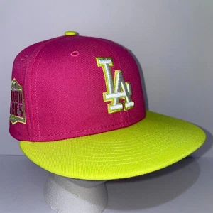 Hat Club New Era 59Fifty Dodgers Baseball Cap Size 6 7/8 World Series 2020 Pink - Picture 1 of 7