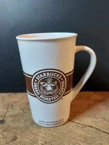 Starbucks 2008 Tall 16oz Ceramic White Brown Coffee Mug Retro Mermaid Logo  - Bild 1 von 10