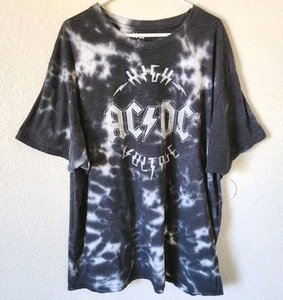 ACDC High Voltage Mens Size 3XL XXXL Black Gray Acid Wash Tie Dye T Shirt - Picture 1 of 12