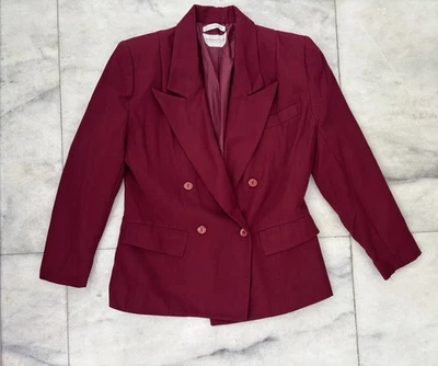 Blazer Haberdasher de Colección Borgoña Doble Pecho Muesca Cuello Mujeres 6P Oficina Foto 1 de 4