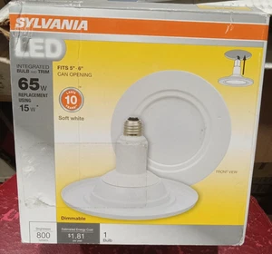 NEW Sylvania LED Integrated Bulb & Trim for 5" & 6" Opening 65W Soft White - Picture 1 of 3