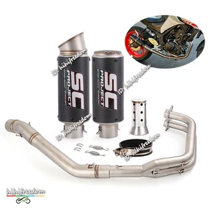 Tubo de escape completo puntas traseras de carbono para Yamaha YZF R3 R25 MT-03 2015-2025 - Imagen 1 de 14