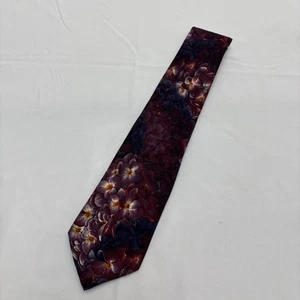 Men’s Yves Saint Laurent Imported Silk Floral Burgundy Neck Tie YSL - Picture 1 of 7