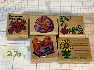 Holzblock Stempelset FREUNDE GEBURTSTAG BLUMEN LIEBESBÄR Lot 270 - Bild 1 von 2