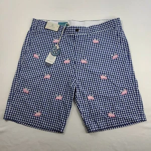 Castaway Nantucket Island - dunkelblau kariert mit Flying Pigs Shorts 36 - Bild 1 von 7