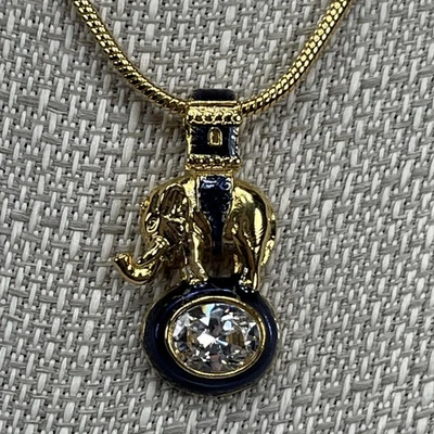 Edgar Berebi Limited Edition Gold Tone Elephant Crystal Pendant Necklace 18” - Image 1 of 4