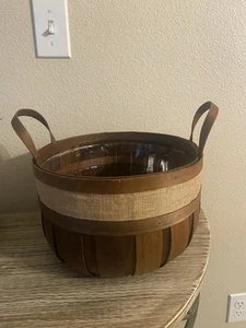 Medium Round Chip wood Basket With Handles 11.5” A X 7” T - Picture 1 of 7