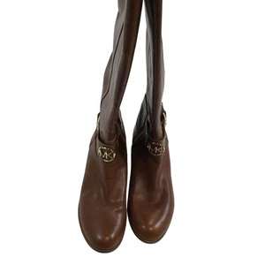 Michael Kors Mujeres Cuero Marrón Puntera Almendra Botas Hasta la Rodilla Cremallera Lateral EE. UU. 7M - Imagen 1 de 6
