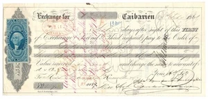 US Revenue R78c on 1868 Bill of Exchange, Danford Knowlton, NY, Caibarien - Picture 1 of 4