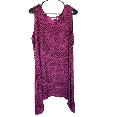 Vestido sin mangas midi con logotipo Lori Goldstein para mujer talla grande 2X estampado elástico Foto 1 de 4