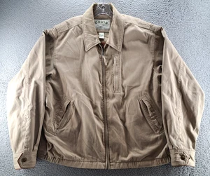 Orvis Rugged Heritage Field Jacket Mens XL Beige Leather Trim Full Zip Outdoor - Picture 1 of 15