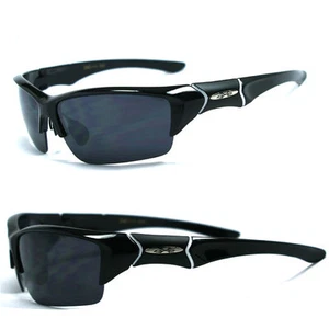 Nuevo Xloop SPORTS Gafas de Sol Media Montura Negro Marco Lente Ahumada X45 - Imagen 1 de 2