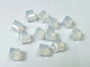 12 Pcs ~ 6mm CUBES ~ WHITE OPAL ~ SWAROVSKI CRYSTAL BEADS LOT - Picture 1 of 1