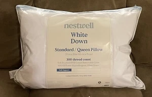 Nestwell White DOWN Standard/Queen Pillow, Soft Support 20”x28”