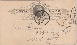 UNITED STATES old Postal Card Tied Rare Cancellations "D" N.Y. Internal 1887 - Picture 1 of 3