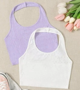 WOMEN'S HALT ER 2-PIECE TOP WITH EMBROIDERY WITH EYELET SIZES M, XL - Picture 1 of 8