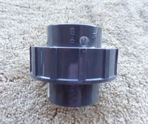 You get 2 - PVC Union Coupling Pipe Fitting, 1-1/2 Inch PVC Slip Union; m47 - Picture 1 of 7