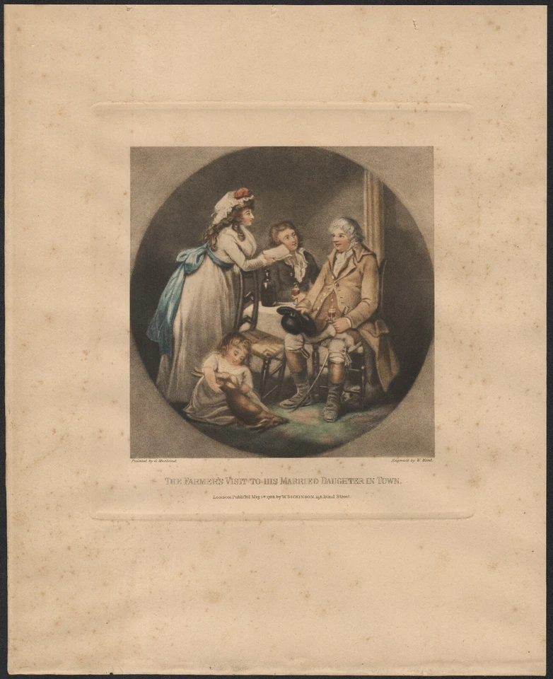 1789 Gravure aquatinte La visite du fermier à sa fille en ville George Morland - Photo 1/4