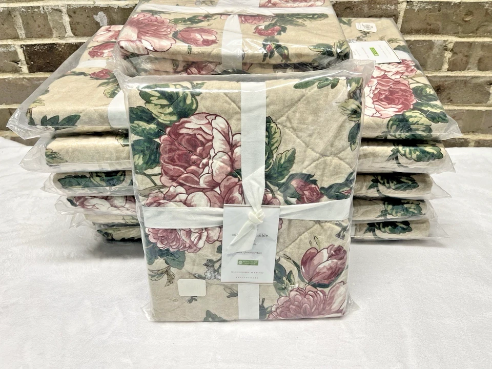 Pottery Barn Adelise Floral 26" x 26" EURO Algodão Linho Sham French Country NOVO - Imagem 1 de 4
