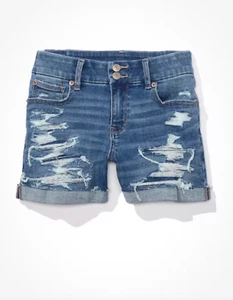 C39 American Eagle Curvy Midi Shorts Size 8 Low Rise Medium Wash Next Level NWT - Picture 1 of 5