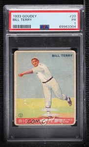 1933 Goudey Big League Chewing Gum R319 Bill Terry #20 PSA 1 Rookie RC HOF