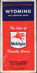 MOBILGAS OIL MAPPA STRADALE D'EPOCA US 1954 WYOMING - Foto 1 di 2