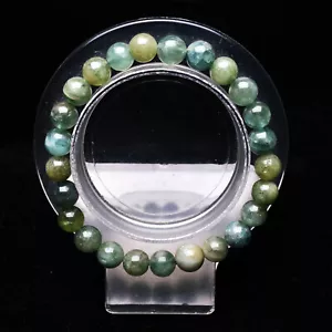 8.1mm Genuine Natural Green Spodumene Crystal Round Beads Bracelet AAA - Picture 1 of 6