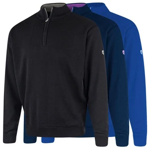 Island Green Golf gefütterter Herrenpullover Pop-Reißverschluss thermisch winddicht gestrickter Pullover