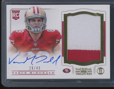 2013 National Treasures Football Vance McDonald #239 RC Patch Relic Auto /49 - Image 1 of 2