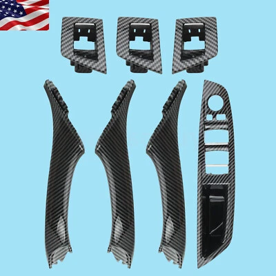 Carbon Fiber Inner Door Panel Handle Pull Trim Cover For BMW 520i 520d 523i 525i - Image 1 of 4